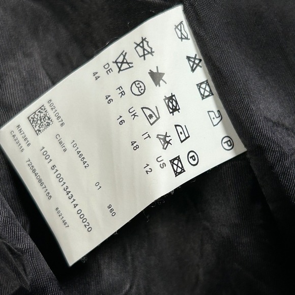 BOSS by Hugo Boss Clellria Tweed Belted Coat Black White Wool Blend Women's 12 - Picture 5 of 9